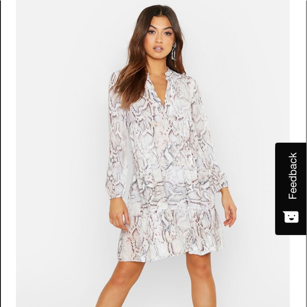 boohoo Snake Skin Smock Dress